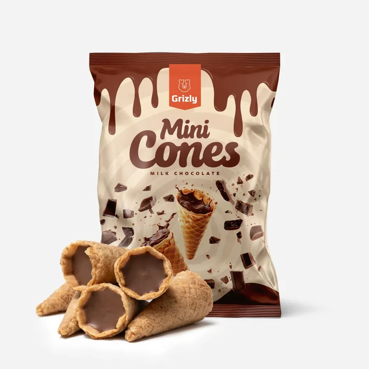 Mini rożki z czekoladą mleczną