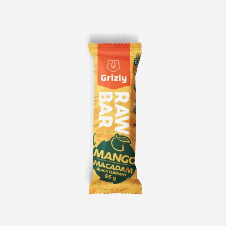 RAW Baton Mango-Orzechy Macadamia-Czarna Porzeczka